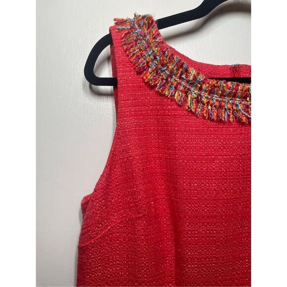 Talbots TEXTURED FRINGE-NECK SHIFT Red DRESS size 14 - Picture 6 of 14